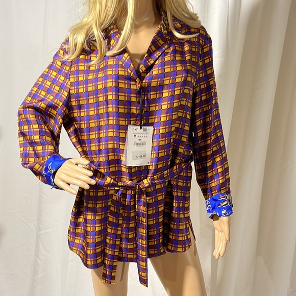 VINTAGE ZARA SILK BLOUSE WITH BEADED ACCENTS NWT M - Picture 13 of 14